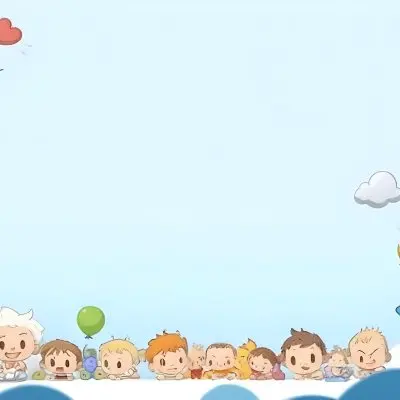3d Model A Row Of Cartoon Children With Various Hairstyles And Expressions Some Holding Toys Against A Light Blue Background With Simple Clouds And Hearts Figure Octane Render Volumetric Highly Detailed Videogame 12 Aff7