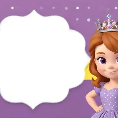 3d Model A Young Girl With Light Brown Hair Wearing A Tiara And A Purple Dress Smiling And Posing With Her Right Hand On Her Hip The Background Is Purple With White Polka Dots And A Blank White Area For Text Figure 13 Fcfa