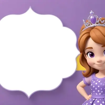 3d Model A Young Girl With Light Brown Hair Wearing A Tiara And A Purple Dress Smiling And Posing With Her Right Hand On Her Hip The Background Is Purple With White Polka Dots And A Blank White Area For Text Figure 16 4e6f