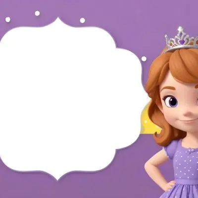 3d Model A Young Girl With Light Brown Hair Wearing A Tiara And A Purple Dress Smiling And Posing With Her Right Hand On Her Hip The Background Is Purple With White Polka Dots And A Blank White Area For Text Figure 18 9665
