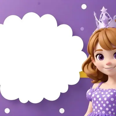 3d Model A Young Girl With Light Brown Hair Wearing A Tiara And A Purple Dress Smiling And Posing With Her Right Hand On Her Hip The Background Is Purple With White Polka Dots And A Blank White Area For Text Figure 3 Bd66