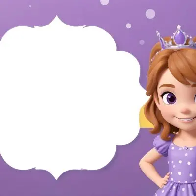 3d Model A Young Girl With Light Brown Hair Wearing A Tiara And A Purple Dress Smiling And Posing With Her Right Hand On Her Hip The Background Is Purple With White Polka Dots And A Blank White Area For Text Figure 8 8942