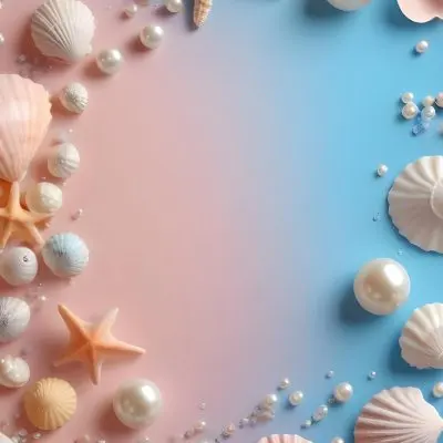 3d Model Seashells Pearls And Other Marine Elements On A Pastel Colored Background Figure Octane Render Volumetric Highly Detailed Videogame Aesthetic 15 4642