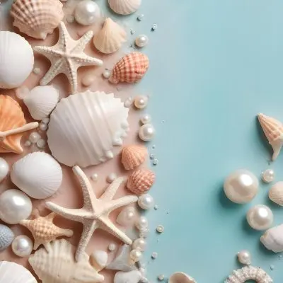 3d Model Seashells Pearls And Other Marine Elements On A Pastel Colored Background Figure Octane Render Volumetric Highly Detailed Videogame Aesthetic 2 7050