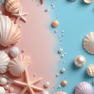 3d Model Seashells Pearls And Other Marine Elements On A Pastel Colored Background Figure Octane Render Volumetric Highly Detailed Videogame Aesthetic 9 D970
