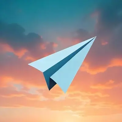 A Blue Paper Airplane Flying In The Air Blue