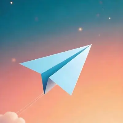 A Blue Paper Airplane Flying In The Air Blue And Orange Gradient Background 18 794b