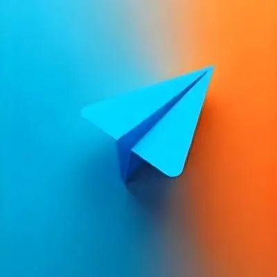 A Blue Paper Airplane Flying In The Air Blue And Orange Gradient Background 31 6c7d