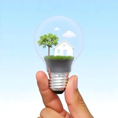 A Brown Hand Holding A Light Bulb With A Tree A House And Grass Inside The Background Is A Light Blue Sky 4 2798
