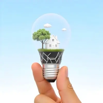 A Brown Hand Holding A Light Bulb With A Tree A House And Grass Inside The Background Is A Light Blue Sky 6 D71d
