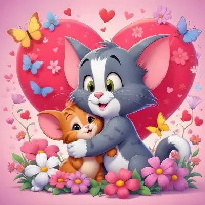 A Cartoon Cat And Kitten
