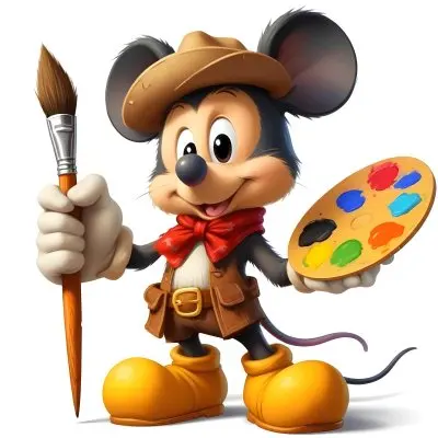 A Cartoon Mouse Character Wearing A Cowboy Hat And Holding A Paintbrush And Palette With A Friendly And Expressive Facial Expression 9 499e