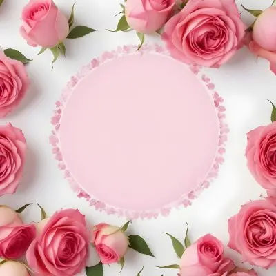 A Circular Arrangement Of Pink Roses Surrounding A Blank Pink Circle In The Center The Background Is White Enhancing The Vibrant Colors Of The Roses 12 E5a6