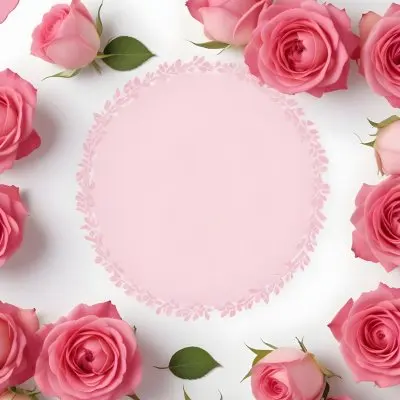 A Circular Arrangement Of Pink Roses Surrounding A Blank Pink Circle In The Center The Background Is White Enhancing The Vibrant Colors Of The Roses 14 9c10