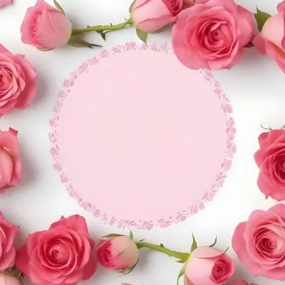 A Circular Arrangement Of Pink Roses Surrounding A Blank Pink Circle In The Center The Background Is White Enhancing The Vibrant Colors Of The Roses 2 A43f