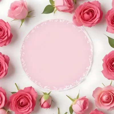 A Circular Arrangement Of Pink Roses Surrounding A Blank Pink Circle In The Center The Background Is White Enhancing The Vibrant Colors Of The Roses 29 7dc2