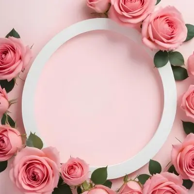 A Circular Arrangement Of Pink Roses Surrounding A Blank Pink Circle In The Center The Background Is White Enhancing The Vibrant Colors Of The Roses 4 1484