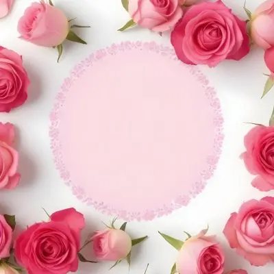 A Circular Arrangement Of Pink Roses Surrounding A Blank Pink Circle In The Center The Background Is White Enhancing The Vibrant Colors Of The Roses 8 60c5