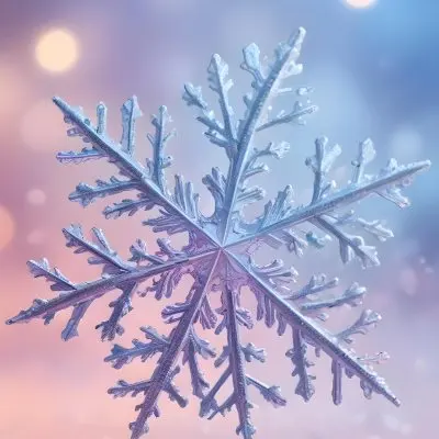 A Close Up Of A Large Intricate Snowflake Against A Soft Blurred Pink And Blue Background With Glowing Bokeh Lights 1 5268