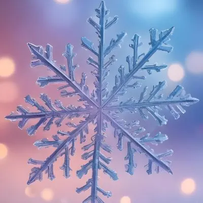 A Close Up Of A Large Intricate Snowflake Against A Soft Blurred Pink And Blue Background With Glowing Bokeh Lights 11 6fdc