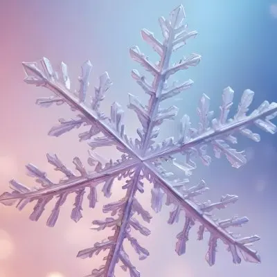 A Close Up Of A Large Intricate Snowflake Against A Soft Blurred Pink And Blue Background With Glowing Bokeh Lights 6 478b