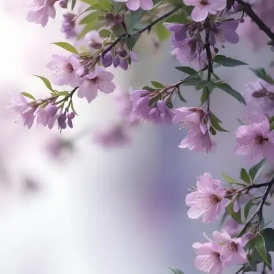 A Close Up View Of A Flowering Plant With Delicate Pink And Purple Blossoms Against A Blurred Light Background 12 Bc98