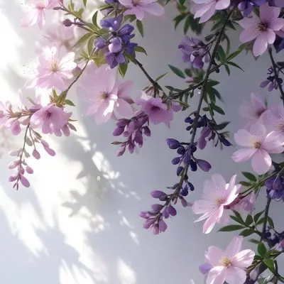 A Close Up View Of A Flowering Plant With Delicate Pink And Purple Blossoms Against A Blurred Light Background 13 75be