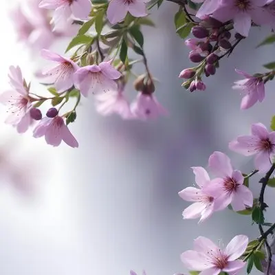 A Close Up View Of A Flowering Plant With Delicate Pink And Purple Blossoms Against A Blurred Light Background 14 0c95