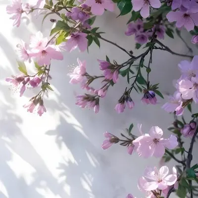 A Close Up View Of A Flowering Plant With Delicate Pink And Purple Blossoms Against A Blurred Light Background 15 C0c0