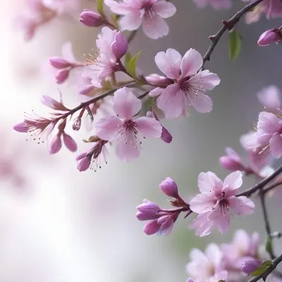 A Close Up View Of A Flowering Plant With Delicate Pink And Purple Blossoms Against A Blurred Light Background 7 3042