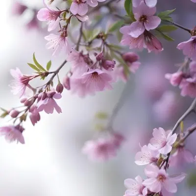 A Close Up View Of A Flowering Plant With Delicate Pink And Purple Blossoms Against A Blurred Light Background 9 6eb4