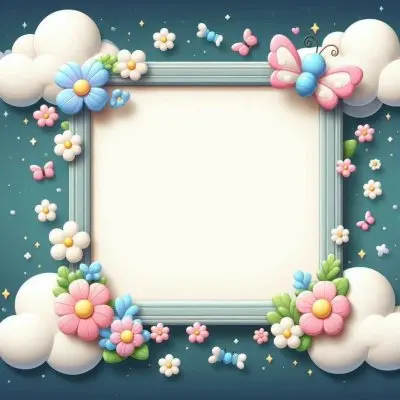 A Cute White Cat With A Pink Bow Holding A Blank Sign Surrounded By Colorful Butterflies Flowers And Pastel Decorations 4 5998