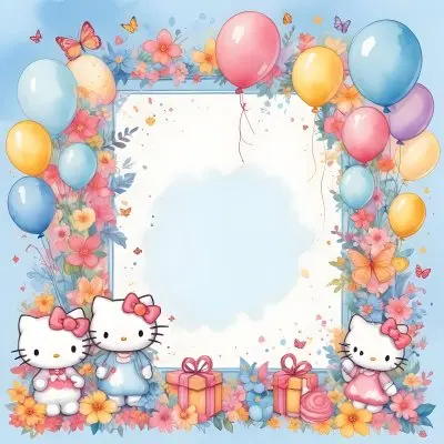 A Cute White Cat With A Pink Bow Holding A Blank Sign Surrounded By Colorful Butterflies Flowers And Pastel Decorations 637 5905