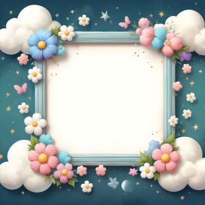 A Cute White Cat With A Pink Bow Holding A Blank Sign Surrounded By Colorful Butterflies Flowers And Pastel Decorations 654 2ca9