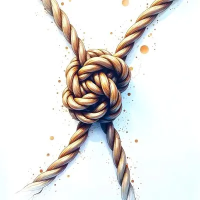 A Detailed Drawing Of A Rope Tied In A Knot Showcasing The Intricate Texture And Form Of The Intertwined Strands On White Background 22 Fc9a