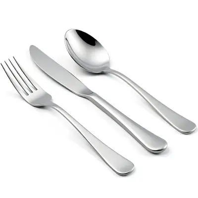 A Fork A Knife And A Spoon Made Of Stainless Steel On A White Background 18 9636