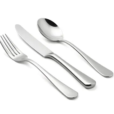 A Fork A Knife And A Spoon Made Of Stainless Steel On A White Background 24 4455