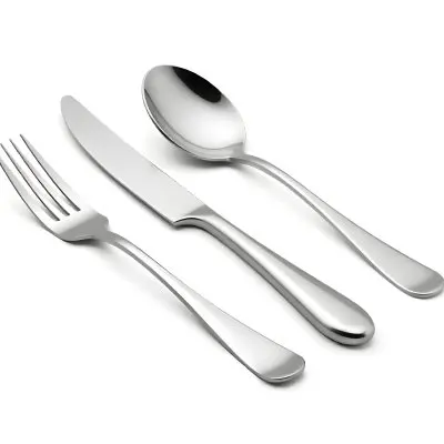 A Fork A Knife And A Spoon Made Of Stainless Steel On A White Background 9 Ebf7