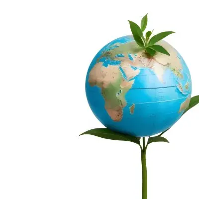A Globe On Top Of A Green Plant With Two Leaves The Background Is Plain White 30 2224