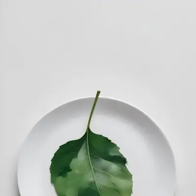 A Green Leaf On A White Plate Minimalist Composition Clean And Bright Aesthetic Soft Lighting White Background Nature Inspired Simple And Elegant Fresh And Organic 18 1e26