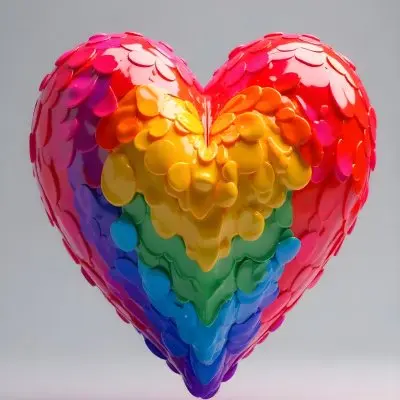 A Heart With Rainbow Colors And A Glossy Finish Vibrant Colors Radiating From The Center Creating A Dynamic And Eye Catching Background Love And Pride 10 F44b