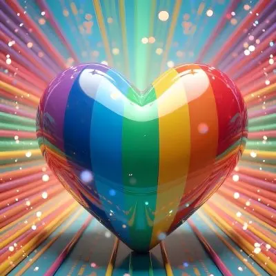 A Heart With Rainbow Colors And A Glossy Finish Vibrant Colors Radiating From The Center Creating A Dynamic And Eye Catching Background Love And Pride 12 Bad7