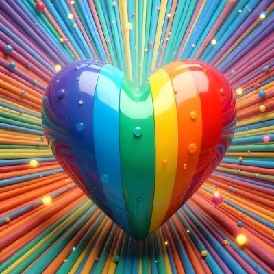 A Heart With Rainbow Colors And A Glossy Finish Vibrant Colors Radiating From The Center Creating A Dynamic And Eye Catching Background Love And Pride 13 Fe23