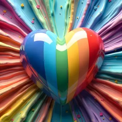 A Heart With Rainbow Colors And A Glossy Finish Vibrant Colors Radiating From The Center Creating A Dynamic And Eye Catching Background Love And Pride 22 B8df