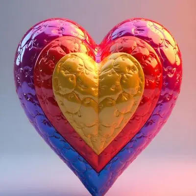 A Heart With Rainbow Colors And A Glossy Finish Vibrant Colors Radiating From The Center Creating A Dynamic And Eye Catching Background Love And Pride 23 6e5b