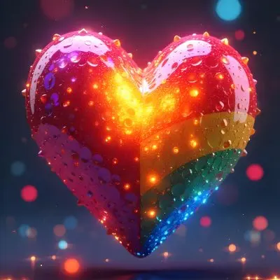 A Heart With Rainbow Colors And A Glossy Finish Vibrant Colors Radiating From The Center Creating A Dynamic And Eye Catching Background Love And Pride 24 7aa9