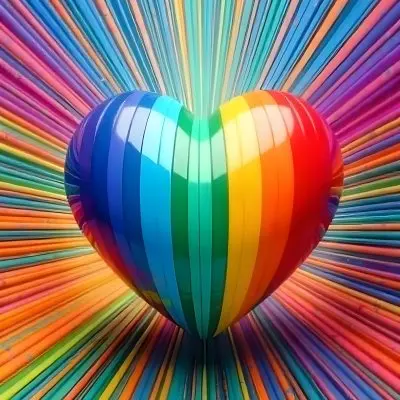 A Heart With Rainbow Colors And A Glossy Finish Vibrant Colors Radiating From The Center Creating A Dynamic And Eye Catching Background Love And Pride 3 5fd2