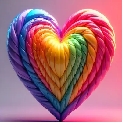 A Heart With Rainbow Colors And A Glossy Finish Vibrant Colors Radiating From The Center Creating A Dynamic And Eye Catching Background Love And Pride 6 123f