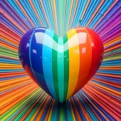 A Heart With Rainbow Colors And A Glossy Finish Vibrant Colors Radiating From The Center Creating A Dynamic And Eye Catching Background Love And Pride 7 Cf68