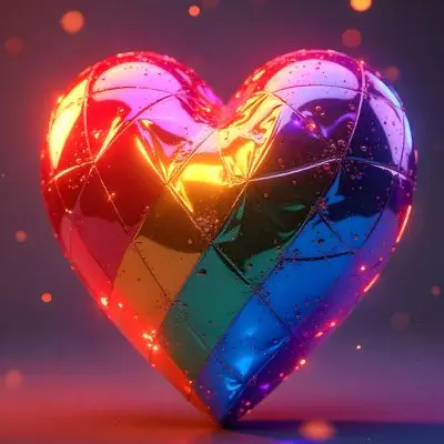 A Heart With Rainbow Colors And A Glossy Finish Vibrant Colors Radiating From The Center Creating A Dynamic And Eye Catching Background Love And Pride 8 D52b